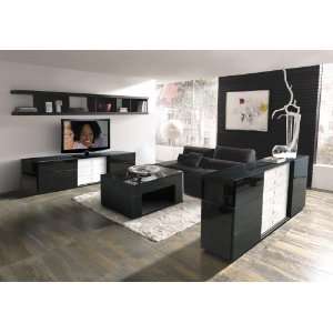 Modern Black and White Lacquer TV stand 