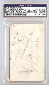 Wilt Chamberlain & Jerry West Autographed Signed Business Card PSA/DNA 