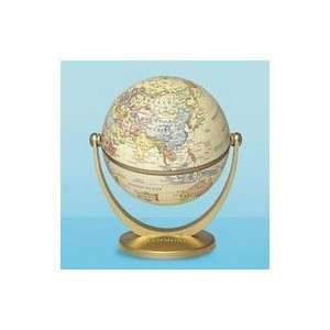 dia. x 5h Swivel/Tilt Antique Style Metal Mini Globe, Goldtone Base 