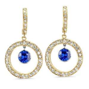  Twin Circle Pave Diamond Earrings In 18K Yellow Gold With 