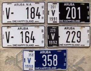 ARUBA License Plates 1985 1988 1990 1991 1992  PICK ONE  