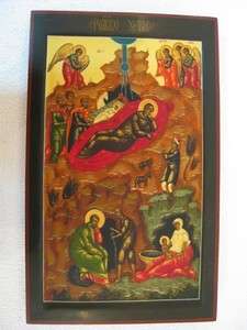 Antique Russian Icon of The Nativity of Christ  