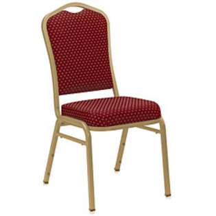   Upholstered Stack Chair Diamond Burgundy with Gold Frame 