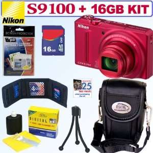  Nikon Coolpix S9100 12.1 MP CMOS Digital Camera (Red 