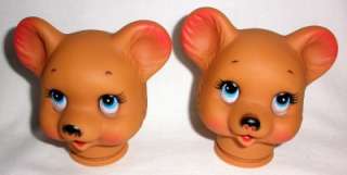   Of 6 Vintage Darice Babies Vinyl Mouse Bear Rabbit Heads For Puppets
