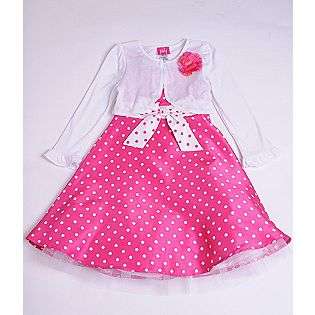 Girls’ Dress and Sweater Set Pink Polka Dots  Pinky Clothing Girls 