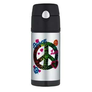   Travel Water Bottle Peace Love Rainbow Peace Symbol 