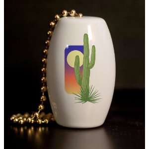  Sunset Desert Cactus Porcelain Fan / Light Pull