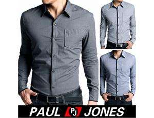   Mens slim fit luxury cotton Casual/Dress shirt best gifts Grey  