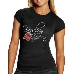 Bowling Green State Falcons Ladies Black Script T shirt  