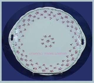 KPM Germany Double Handled 10 Cake Plate Pink Roses  