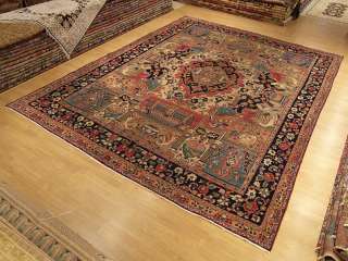   Antique Persian Pictorial Archaeological Kashmar Wool Rug Must See