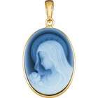 JewelBasket Religious Cameos   14k Gold Blue Agate Madonna Cameo 