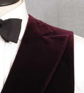 Unmarked burgundy velvet double breasted vest, probably tailored in 