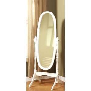 Oval Floor Mirror Traditional Style White Finish 