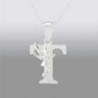 Disney Sterling Silver Tinkerbell Initial Pendant   T