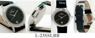   Stainless Case/Black Leather Band Womens Watch L 23SSSLBB $80  