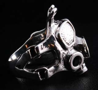 GAS MASK .925 STERLING SILVER MENS RING NEW  