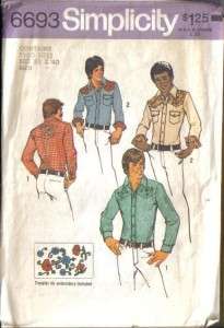 OOP Mens Country Western Simplicity Sewing Pattern Rockabilly Cowboy 