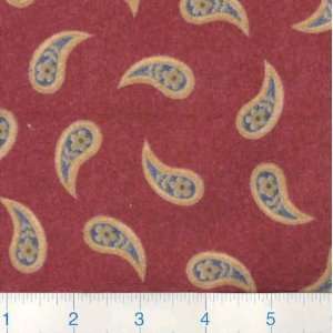  45 Wide Flannel Kasmir Paisley Red Fabric By The Yard 