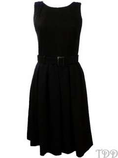 NWT Ralph Lauren Black Sleeveless Belted Knit Dress 8  