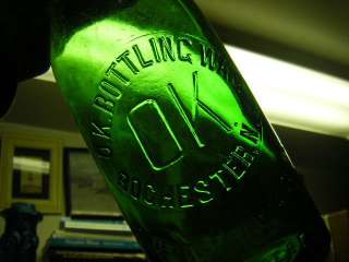 Emerald green soda emb O.K.Bottling Works Rochester NY  