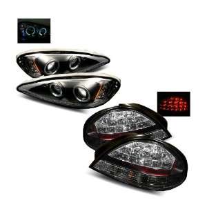  99 05 Pontiac Grand AM Black LED Halo Projector Headlights 