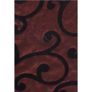  Flocked Burgundy Taffeta Swirls Print Fabric By the Yard 