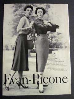 1956 Vintage Evan Picone NY Womens 50s Fashion Ad  