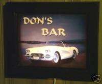 Lighted personalized CORVETTE BAR wall sign 10x12  