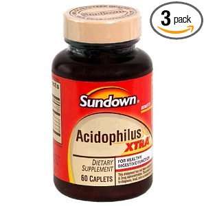  Sundown Naturals Acidophilus Xtra, Probiotic, Caplets, 60 