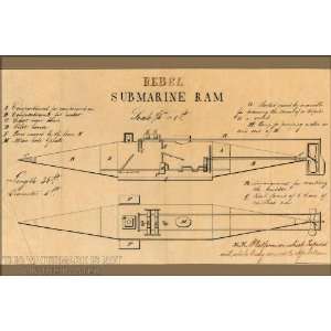  Confederate Submarine Pioneer, c.1862   24x36 Poster 