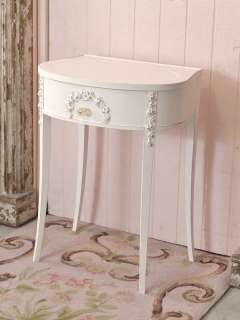 Shabby Cottage Chic Oval Side Table 1 Drawer Rose Appliques French 