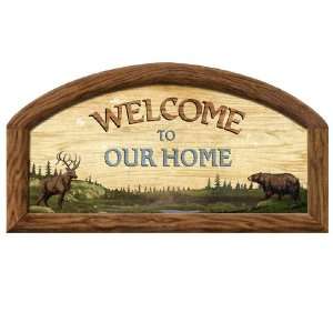    Welcome To Our Home Moose Bear Lodge Wall Mural