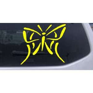 Yellow 3in X 3.4in    Tribal Butterfly Butterflies Car Window Wall 