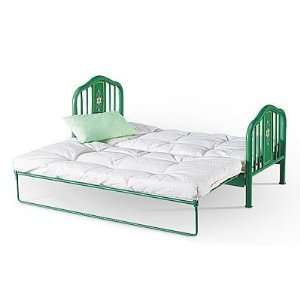 American Girl Doll Green Metal Trundle Bed with Mattress   for 1 or 2 