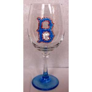  Hand Painted Red Sox Wine Goblet