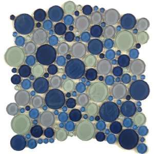  Blue Circles Blue Kitchen Glossy Glass Tile   15557