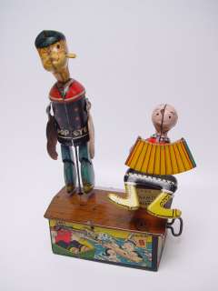 MARX Popeye & Olive Oyl Jiggers Wind up Tin Toy  