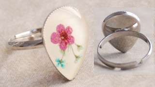 Real dried flower in resin copper(18k plated) ring 02  