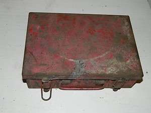   Vintage Excelsior Shabby Industrial Red Tool Box Chest Chic  