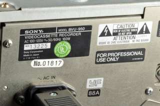 Sony BVU 950 U Matic SP VideoCassette Recorder  