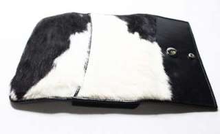 NWT 100% BROWN COW FUR LEATHER WOMEN CLUTCH WALLET.  