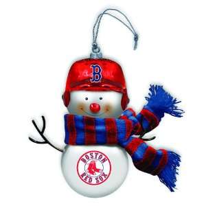  Pack of 2 MLB Boston Red Sox Blown Glass Snowman Christmas 