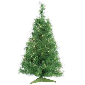 Pre Lit Lime Green Curly Tinsel Artificial Christmas Tree   Green 