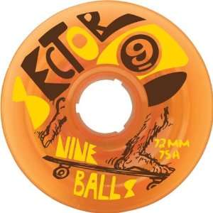   Sector 9 9 Ball 75a 72mm Clear.orange Skate Wheels