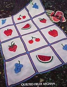 Quilted Fruit Afghan Crochet Pattern*apple*watermelon  