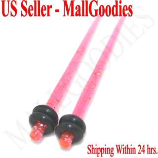 1070 Hot Pink Glitter Stretchers Tapers 12G 12 Gauge 2mm  