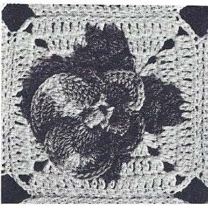 Vintage Crochet PATTERN to make   MOTIF Bedspread Pansy Patch. NOT a 
