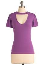 Raven Review Top in Plum  Mod Retro Vintage Short Sleeve Shirts 